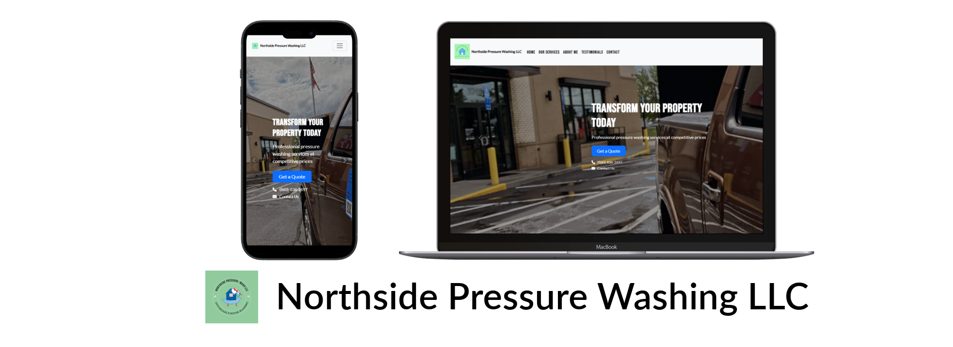 Image of both Mobile and Desktop view of Northside Pressure Wash website.